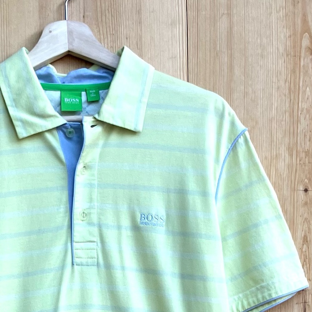 Hugo Boss Polo Lemon Yellow Shirt Sz Large FREE SHIPPING